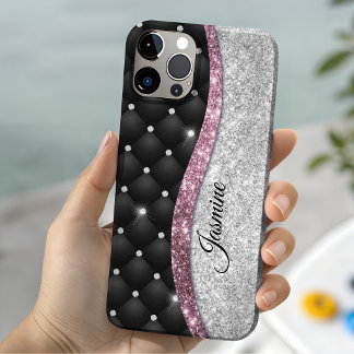 Trendig, girliliknande falsk silver glitter svart