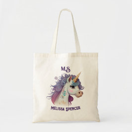 Trendig Girls Elegant Lila Magic Unicorn Namn Tygkasse