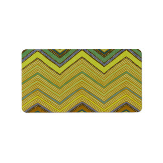 Trendig Girly Brown Gult Zigzag Mönster Adressetikett