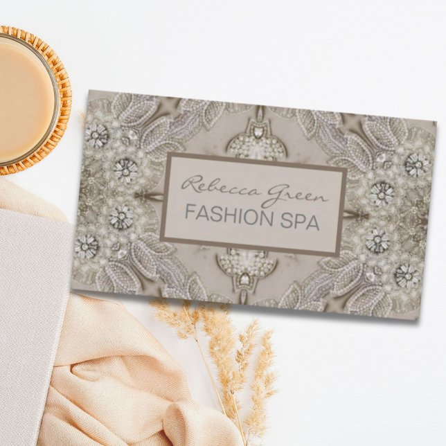 Trendig Girly Chic Gatsby Mode Paris Snöre Visitkort (Trendy Girly Chic Gatsby Fashion Paris Lace Business Card)