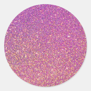 Trendig Girly Gradient Ombre Lila Rosa Glitter Runt Klistermärke