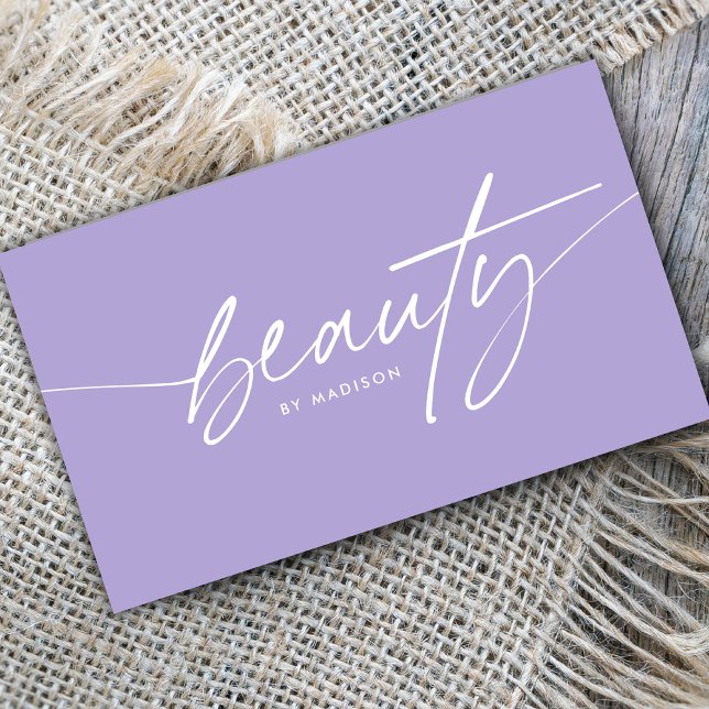 Trendig Girly Lavender Beauty Makeup Artist Script Visitkort (Skapare uppladdad)
