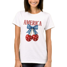 Trendig Girly Patriotic Cherries "AMERICA" T-Shirt