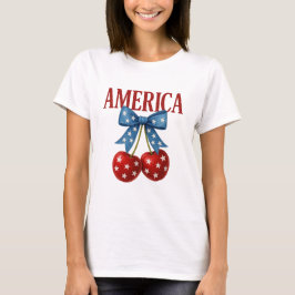 Trendig Girly Patriotic Cherries "AMERICA" T-Shirt