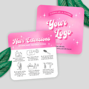 Trendig Girly Retro Rosa Hair Extensions Eftervård Fyrkantigt Visitkort
