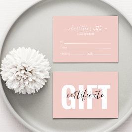 Trendig Girly Rosa Business Gift-certifikat Visitkort