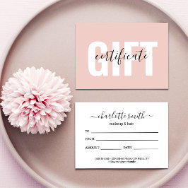 Trendig Girly Rosa Business Gift-certifikat Visitkort
