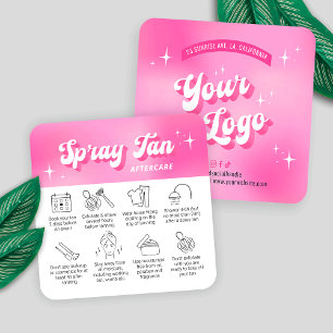 Trendig Girly Rosa Groovy Spray Tan Aftercare-kort Fyrkantigt Visitkort