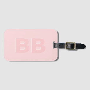 Trendig Girly Rosa Modern Monogram Initial Bagagebricka