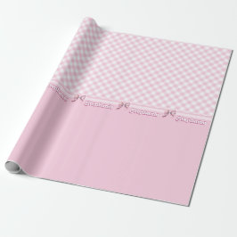 Trendig Girly Rosa Play Checkerboard Mönster & Bow Presentpapper