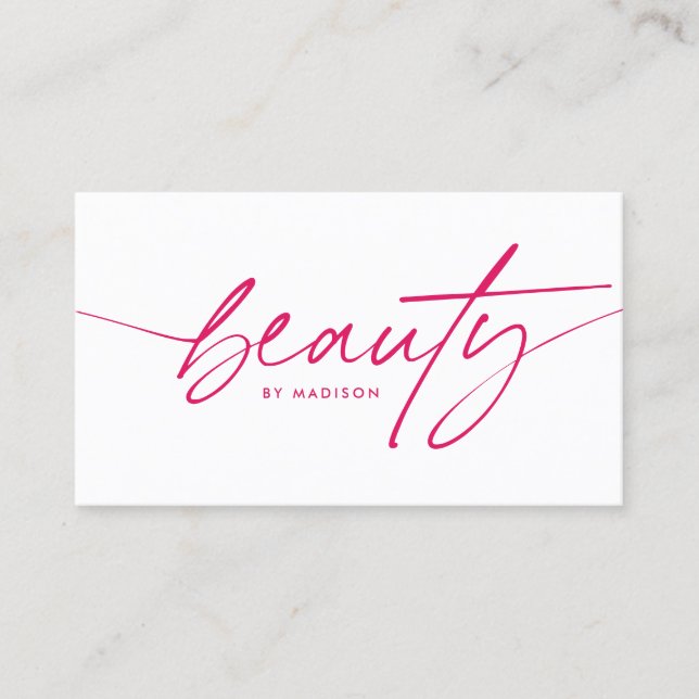 Trendig Girly Ruby Red Beauty Makeup Artist Script Visitkort (Framsida)