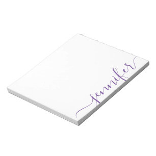 Trendig Girly Script Namn, Personlig Lila Anteckningsblock
