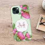 Trendig Girly Vintage Blommigt Peony Monogrammed<br><div class="desc">Den här utformningen har ett modernt trendig för giftig elegant,  snyggt vintage blommigt ro,  chic monogrammade peonier,  vattenfärgade blommor rosa färglöst söt,  namn monogram initial fodral,  klassenenkel minimalistisk trädgård,  elegant-manustypografi,  söt vacker feminin-romantik,  vår sommarens blombouquet,  grafik med laura lakina</div>