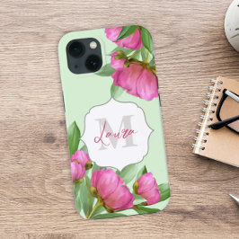 Trendig Girly Vintage Blommigt Peony Monogrammed