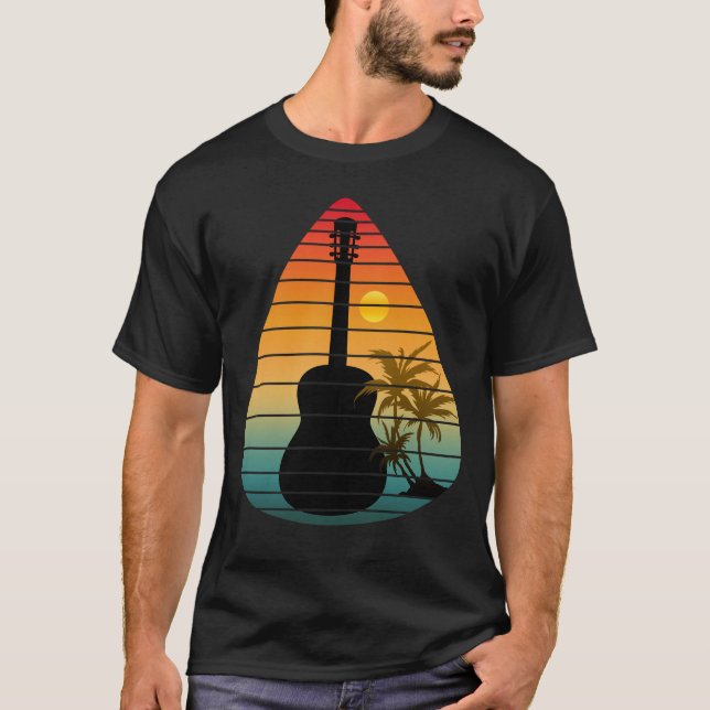 TRENDIG GITARR PLEKTRUM SUNSET T SHIRT (Framsida)