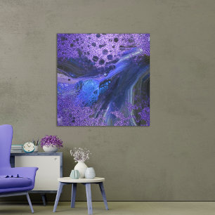 Trendig Glam Abstrakt Lila Glitter Marble Paint Canvastryck