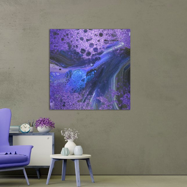 Trendig Glam Abstrakt Lila Glitter Marble Paint Canvastryck (Skapare uppladdad)
