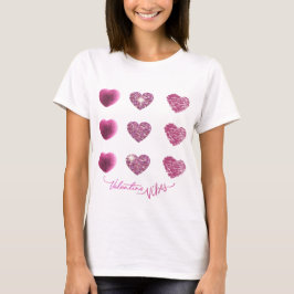 Trendig Glam Gnistra Rosa Hearts Valentine Vibes T Shirt