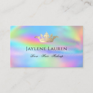 Trendig Glam Krona Faux Holografik Rainbow Visitkort