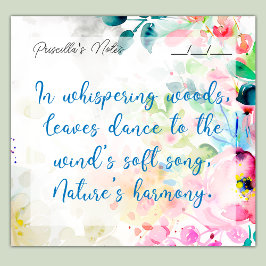 Trendig Glatta vattenfärgsblommor 3 tum x 3 tum Post-it Block