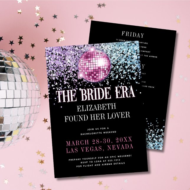 Trendig Glitter Disco Bride Era Bachelorette Party Inbjudningar (Skapare uppladdad)