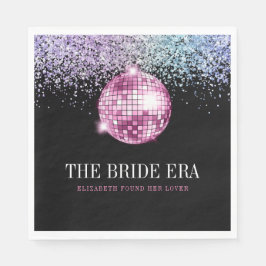 Trendig Glitter Disco Brud Era Möhippa Fest Pappersservett