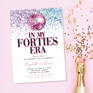 Trendig Glitter Disco Forties Era 40:e födelsedage Inbjudningar
