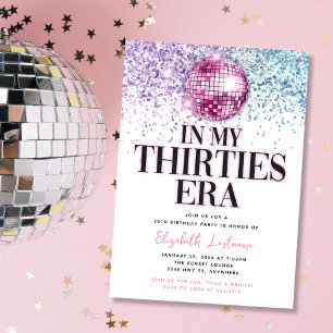 Trendig Glitter Disco Trettioårsåldern 30-årsfiran Inbjudningar