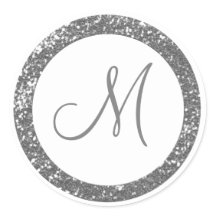 Trendig Glitter Monogram-stift:Silver Grått