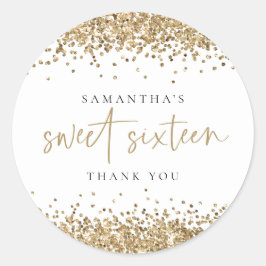 Trendig Glitter Namn Sweet sixteen Tack Runt Klistermärke