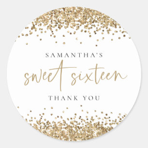 Trendig Glitter Namn Sweet sixteen Tack Runt Klistermärke