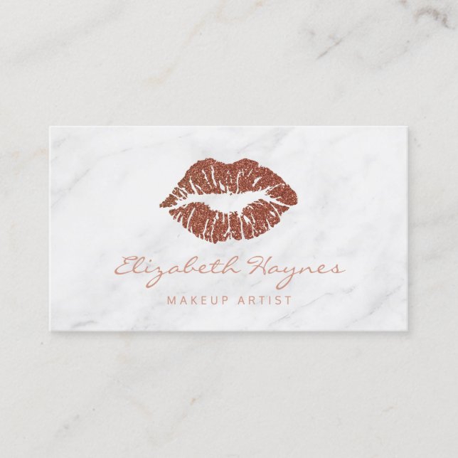 Trendig Glitter Ro Guld Läppar Marble Makeup Artis Visitkort (Framsida)