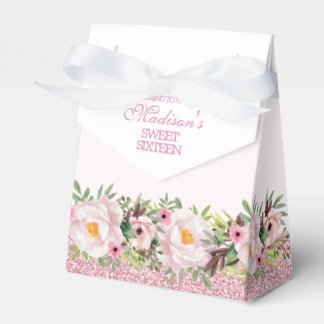 Trendig Glitter Rosa Blommigt Sweet 16 Presentaskar