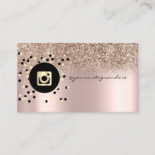 Trendig glitter rosa guld Instagram-prickar Visitkort (Framsida)