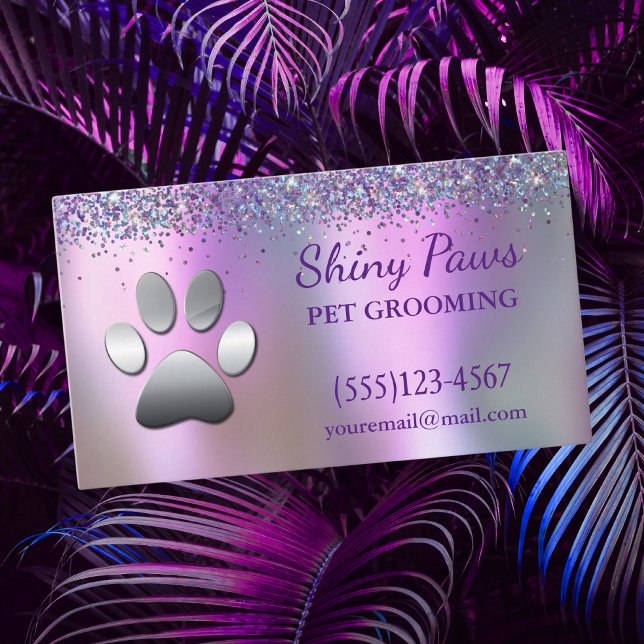 Trendig Glitter Shimmer Hund Tass Grooming Service Visitkort (Skapare uppladdad)