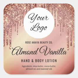 Trendig glitterdroppe lägg till logotyp skönhetset fyrkantigt klistermärke