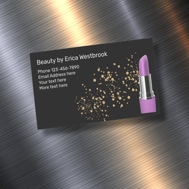 Trendig Glitzy Beauty Mode Lipstick Magnetiska Visitkort (Skapare uppladdad)