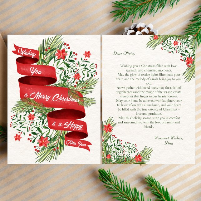 Trendig God jul 2023 Message Greeting Card Julkort (Front and Back)