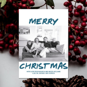 Trendig God jul-fotokort   Blå Julkort
