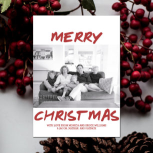 Trendig God jul-fotokort Burgundy Julkort