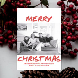 Trendig God jul-fotokort | Röd Julkort