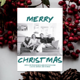 Trendig God jul-fotokort | Teal Julkort