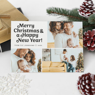 Trendig God Jul Gott Nytt År Foto Grid Julkort