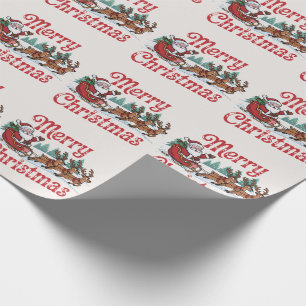 Trendig God jul Santa Sleigh Reindeer Presentpapper