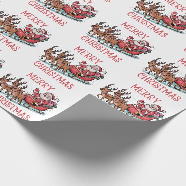 Trendig God Jul Tomte Släd Renar Presentpapper (Hörn)