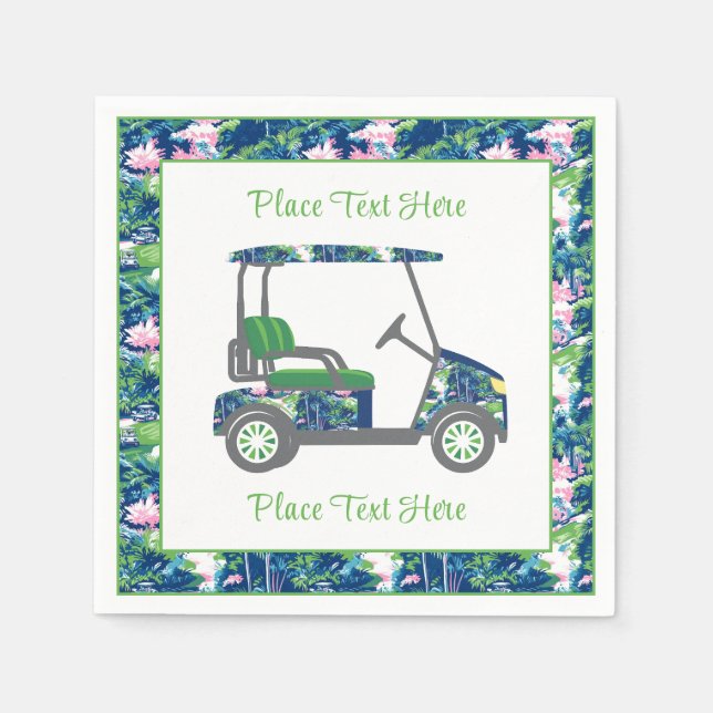 Trendig golfprintad golfkärra pappersservett (Framsidan)