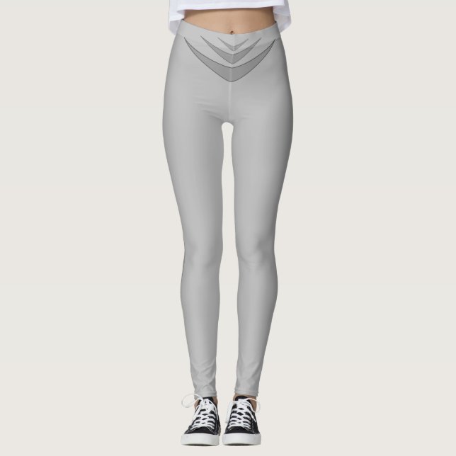Trendig Grå Trippel Boomerang på Silver Leggings (Framsida)