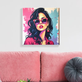 Trendig Graffiti Canvas Art Chic Woman med glasögo