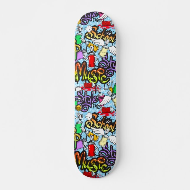 Trendig graffiti-konst mönster  mini skateboard bräda 18,5 cm (Framsida)