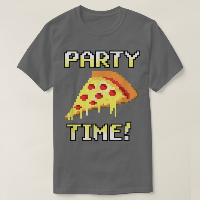 Trendig Grafik Pixelated Pizza Party Time! 3310563 T Shirt (Design framsida)
